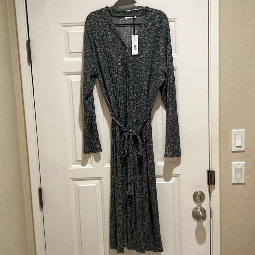 Michael Stars luxe Jasper black marble button down sweater dress